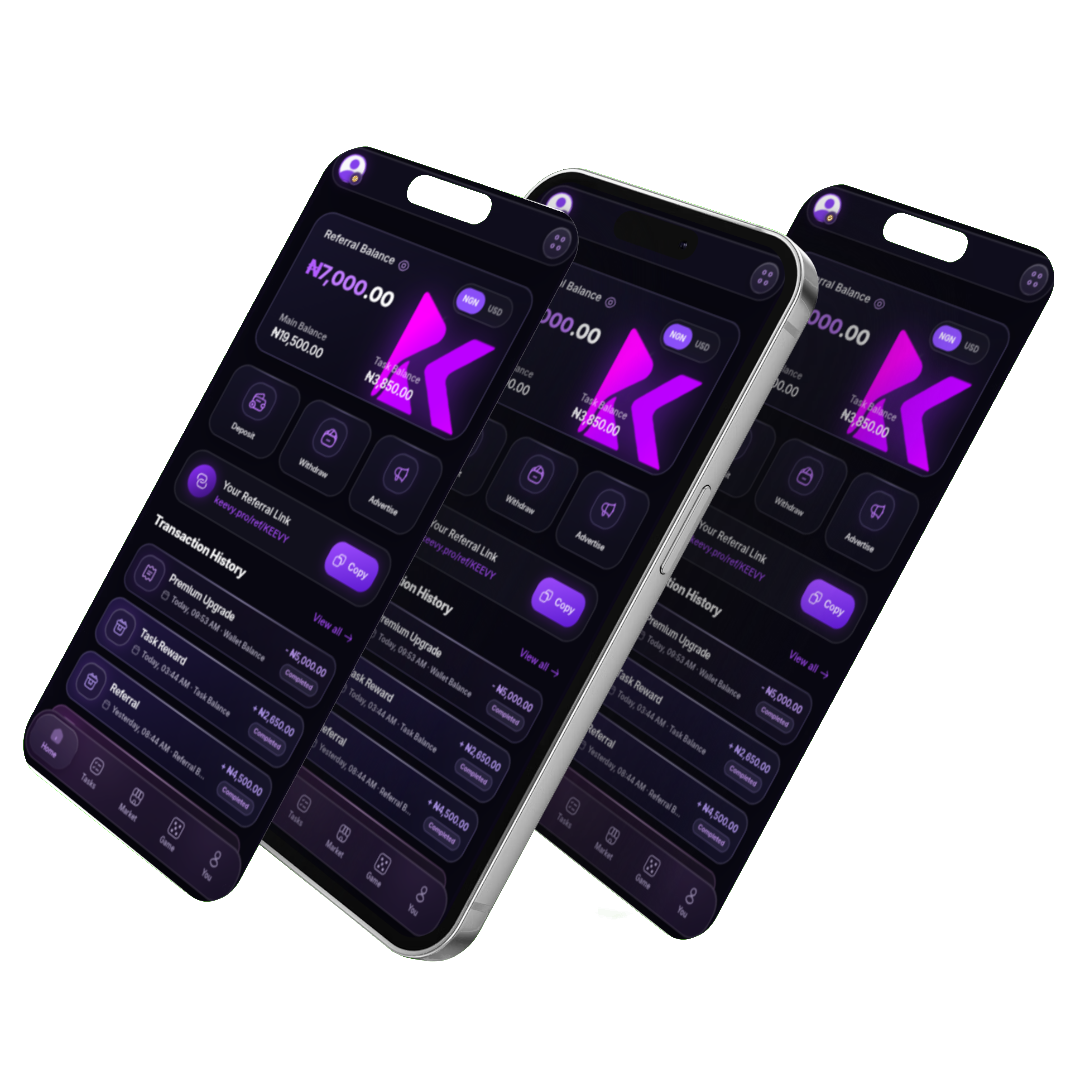 Keevy wallet and withdrawal screens on iPhone 16
